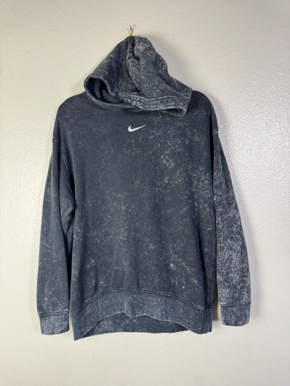 Nike Acid wash Black Gray Hoodie Sweatshirt Mens size Small Athleisure Casaul